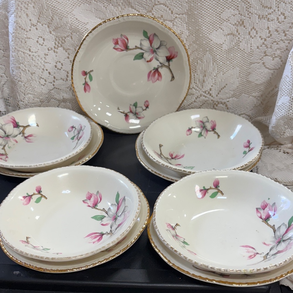 Homer Laughlin Dogwood (Liberty) Fruit/Dessert Bowls and saucers - Picture 1 of 6
